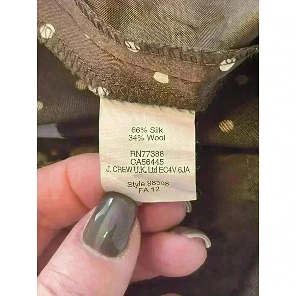 J.CREW COLLECTION Café Capri in Silky Dot Brown Size 2 silk/wool blend - Picture 7 of 8